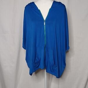 Twiggy London Womens Iconic Hooded Poncho Blue XS